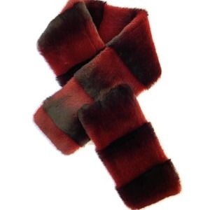 Belle‎ Fare The Norilsk Faux Fur Pull Through Striped Two Tone Soft Scarf NWT